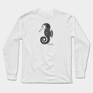 Seahorse with Common and Latin Names - seahorse drawing - animal design Long Sleeve T-Shirt